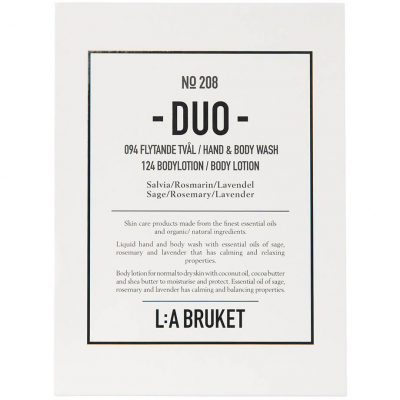 L:a Bruket 208 Duo-kit Flytande Tvål/Bodylotion Salvia/Rosmarin/Lavendel (190ml)